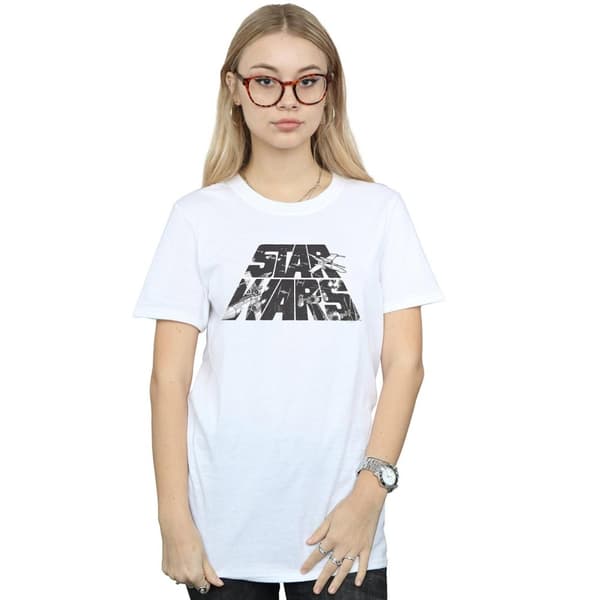 Star Wars Womens/Ladies Logo Space Sketch Cotton Boyfriend T-Shirt