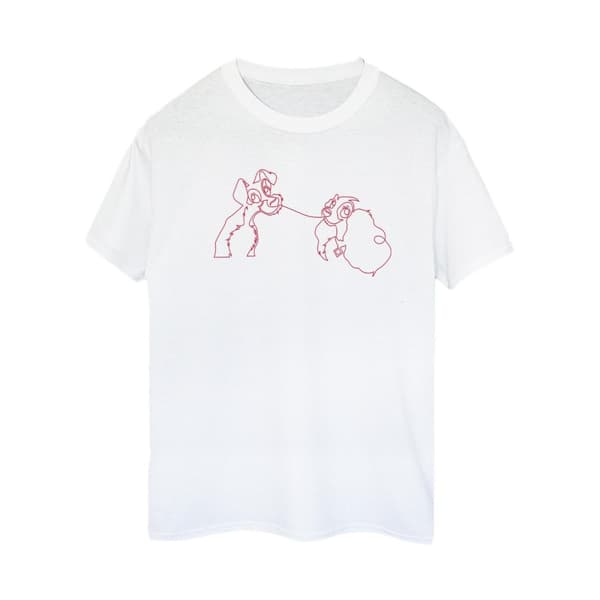 Disney Dam/Tjej Lady And The Tramp Spaghetti Outline Boyfriend-T-shirt i bomull