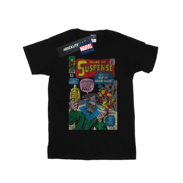 Marvel Girls Iron Man Distressed Suspense Cover Cotton T-Shirt Black 9-11 Years