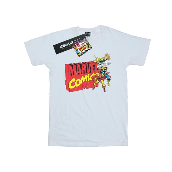 Marvel Comics Girls Vintage Logo Blast Cotton T-Shirt White 7-8 Years