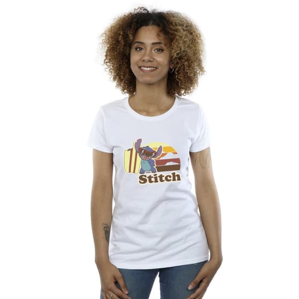 Disney Dam/Tjej Lilo And Stitch Bitten Surfboard Bomulls-T-shirt