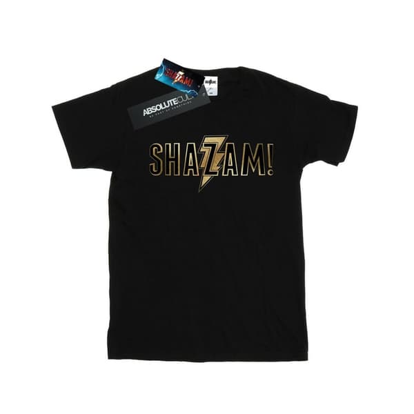 DC Comics Womens/Ladies Shazam Text Logo Cotton Boyfriend T-Shirt