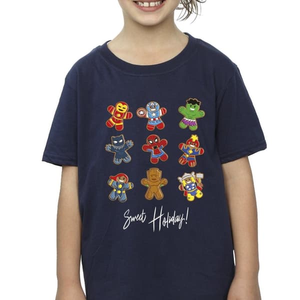 Marvel T-shirt i bomull för flickor - Gingerbread Avengers