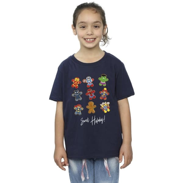 Marvel T-shirt i bomull för flickor - Gingerbread Avengers