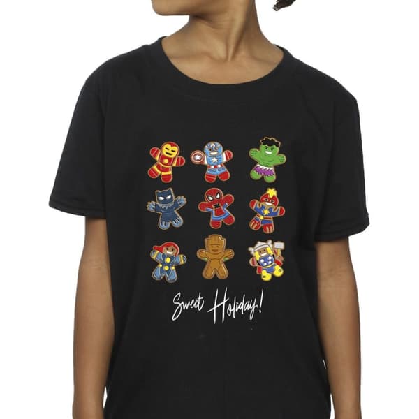 Marvel T-shirt i bomull för flickor - Gingerbread Avengers