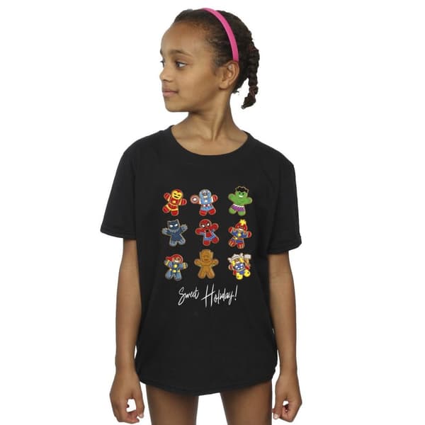 Marvel T-shirt i bomull för flickor - Gingerbread Avengers
