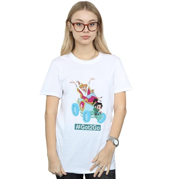 Disney Womens/Ladies Wreck It Ralph Cinderella And Vanellope Cotton Boyfriend T-Shirt