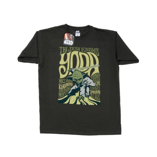 Star Wars Mens Yoda Rock Poster T-Shirt Light Graphite L