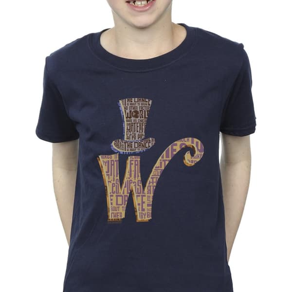 Willy Wonka T-shirt med W-logotyp och hatt för pojkar