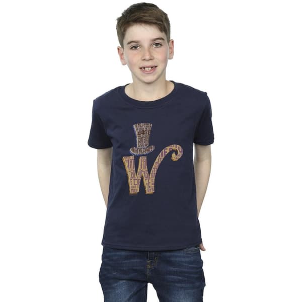 Willy Wonka T-shirt med W-logotyp och hatt för pojkar