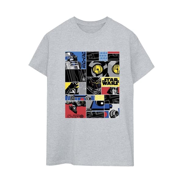Star Wars Dam/Tjej - Droid Montage Boyfriend-T-shirt i bomull Sports Grey M