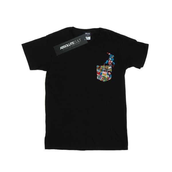 Marvel Mens Captain America Faux Pocket T-Shirt