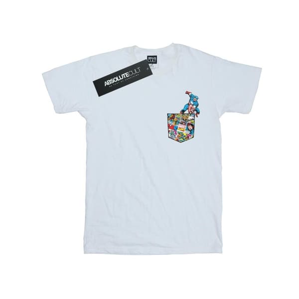 Marvel Mens Captain America Faux Pocket T-Shirt