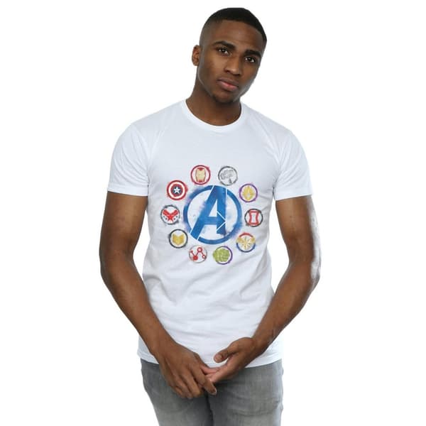Marvel Mens Avengers Endgame - T-shirt med målade ikoner