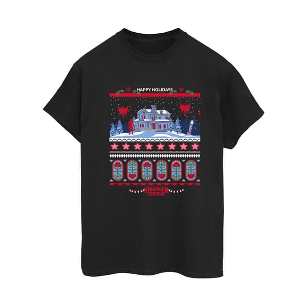 Netflix Womens/Ladies Stranger Things Fair Isle Cotton Boyfriend T-Shirt