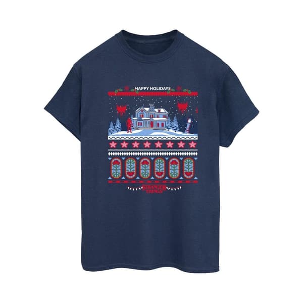 Netflix Womens/Ladies Stranger Things Fair Isle Cotton Boyfriend T-Shirt