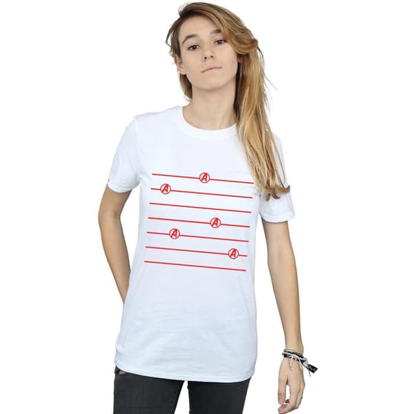Marvel Womens/Ladies Avengers Endgame Logo Stripes Cotton Boyfriend T-Shirt