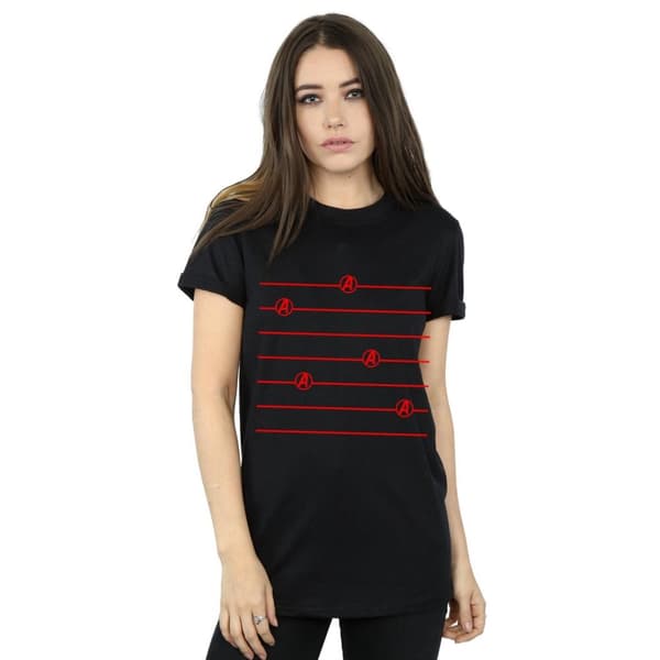 Marvel Womens/Ladies Avengers Endgame Logo Stripes Cotton Boyfriend T-Shirt