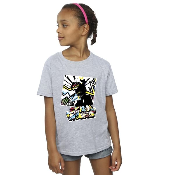 Star Wars T-shirt i bomull med popkonst i vattenfärg för flickor