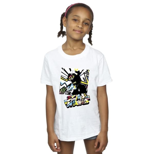 Star Wars T-shirt i bomull med popkonst i vattenfärg för flickor