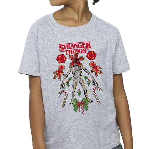 Netflix Stranger Things Christmas Demogorgon T-shirt i bomull för flickor