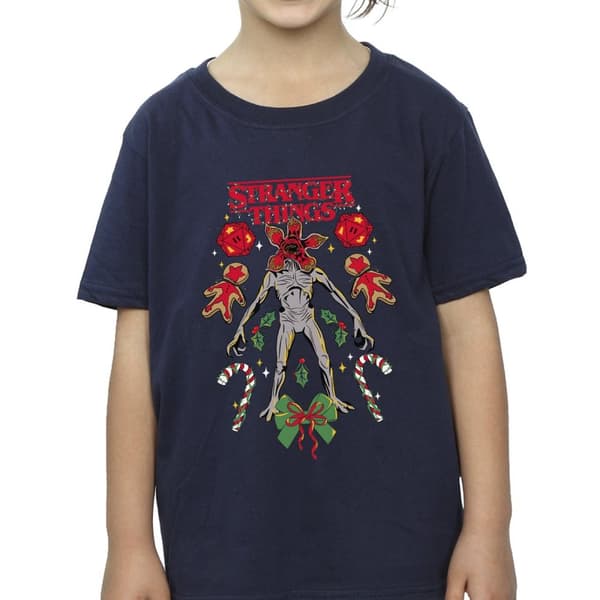 Netflix Stranger Things Christmas Demogorgon T-shirt i bomull för flickor