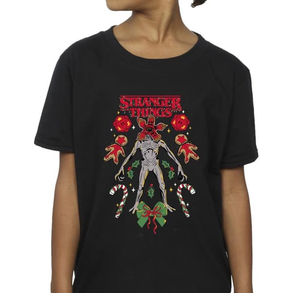 Netflix Stranger Things Christmas Demogorgon T-shirt i bomull för flickor