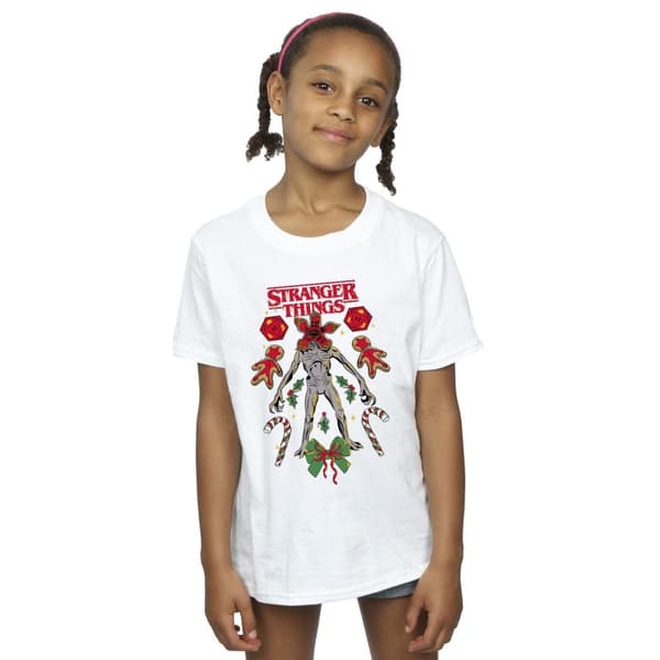 Netflix Stranger Things Christmas Demogorgon T-shirt i bomull för flickor