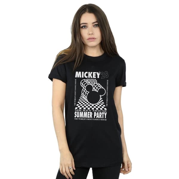Disney Womens/Ladies Mickey Mouse Summer Party Cotton Boyfriend T-Shirt