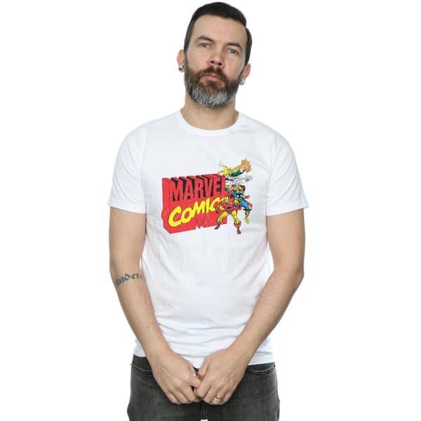 Marvel Comics Mens Vintage Logo Blast T-Shirt