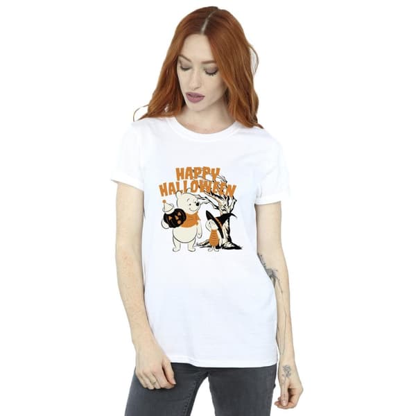 Disney Womens/Ladies Winnie The Pooh And Piglet Happy Halloween Cotton Boyfriend T-Shirt