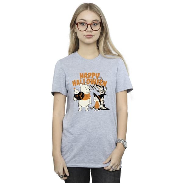 Disney Womens/Ladies Winnie The Pooh And Piglet Happy Halloween Cotton Boyfriend T-Shirt