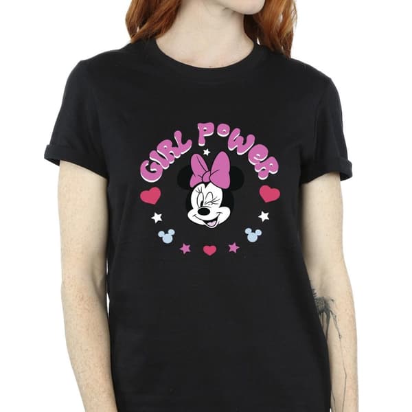 Disney Womens/Ladies Minnie Mouse Girl Power Cotton Boyfriend T-Shirt