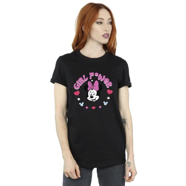 Disney Womens/Ladies Minnie Mouse Girl Power Cotton Boyfriend T-Shirt