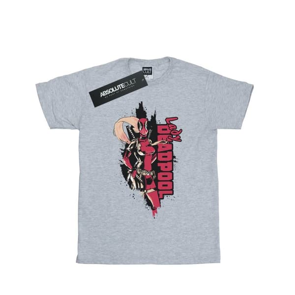 Marvel Mens Deadpool Lady Deadpool T-shirt Sports Grey M