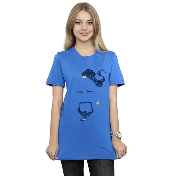 Disney Dam/Tjej Aladdin Movie Genie Blue Face Boyfriend T-shirt i bomull