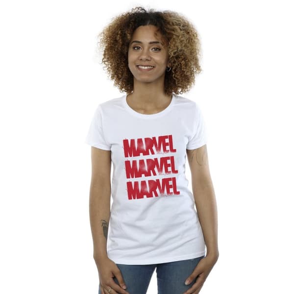 Marvel Womens/Ladies Red Spray Logos Cotton T-Shirt