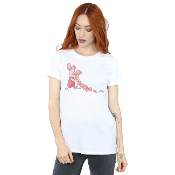 Disney Womens/Ladies Winnie The Pooh Piglet Chain Of Hearts Cotton Boyfriend T-Shirt