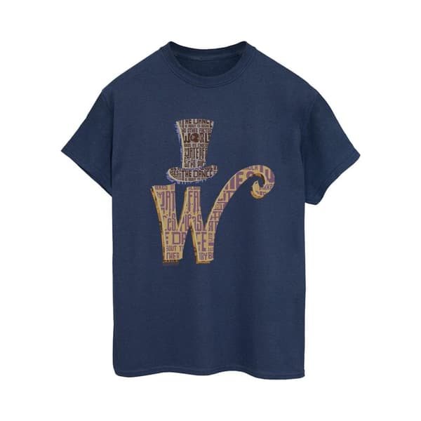 Willy Wonka Dam/kvinnor W Logo Hat Boyfriend T-shirt i bomull