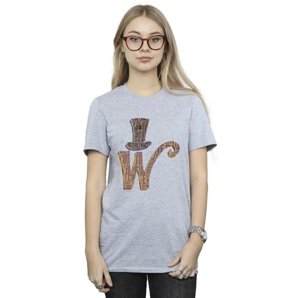 Willy Wonka Dam/kvinnor W Logo Hat Boyfriend T-shirt i bomull