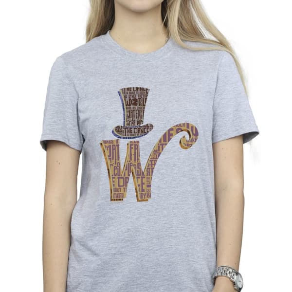 Willy Wonka Dam/kvinnor W Logo Hat Boyfriend T-shirt i bomull
