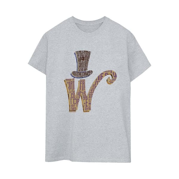 Willy Wonka Dam/kvinnor W Logo Hat Boyfriend T-shirt i bomull