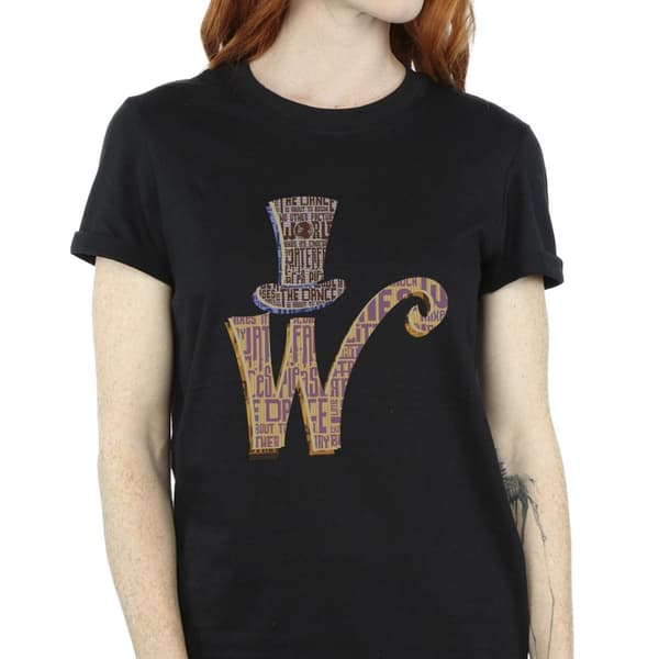 Willy Wonka Dam/kvinnor W Logo Hat Boyfriend T-shirt i bomull