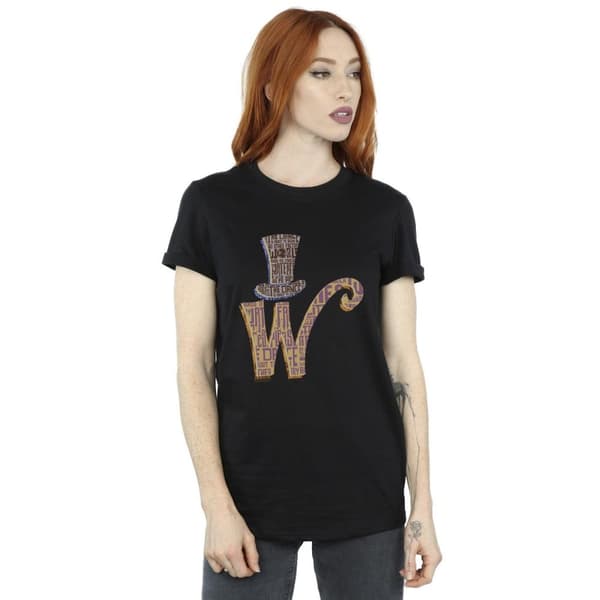 Willy Wonka Dam/kvinnor W Logo Hat Boyfriend T-shirt i bomull