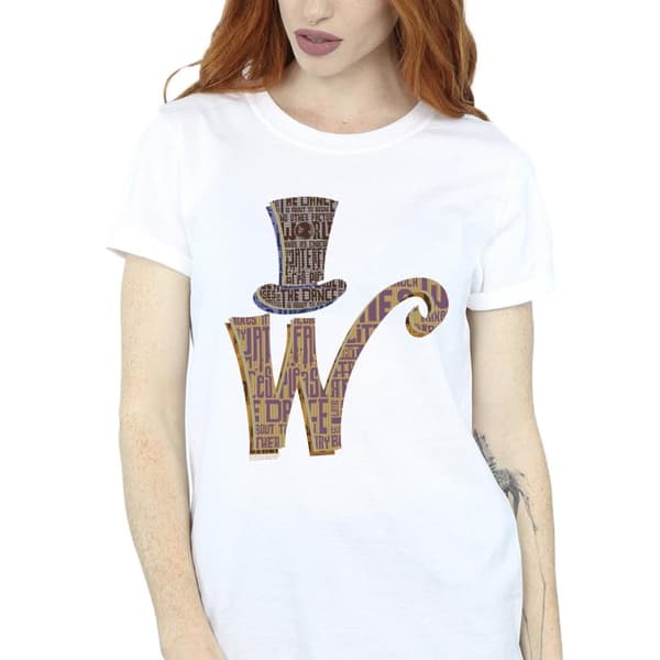 Willy Wonka Dam/kvinnor W Logo Hat Boyfriend T-shirt i bomull