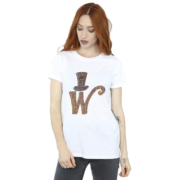 Willy Wonka Dam/kvinnor W Logo Hat Boyfriend T-shirt i bomull