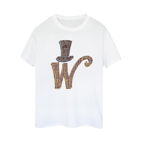 Willy Wonka Dam/kvinnor W Logo Hat Boyfriend T-shirt i bomull