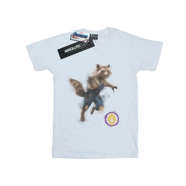 Marvel Mens Avengers Endgame - T-shirt med målad raket White XL