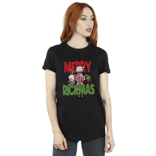Rick And Morty Womens/Ladies Merry Rickmas Cotton Boyfriend T-Shirt