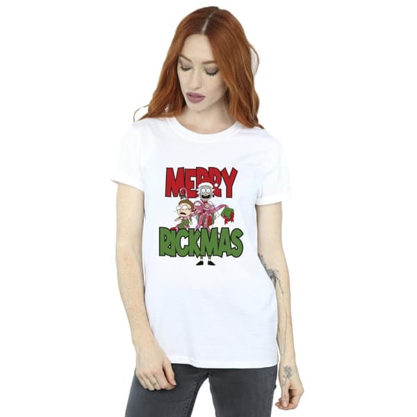 Rick And Morty Womens/Ladies Merry Rickmas Cotton Boyfriend T-Shirt